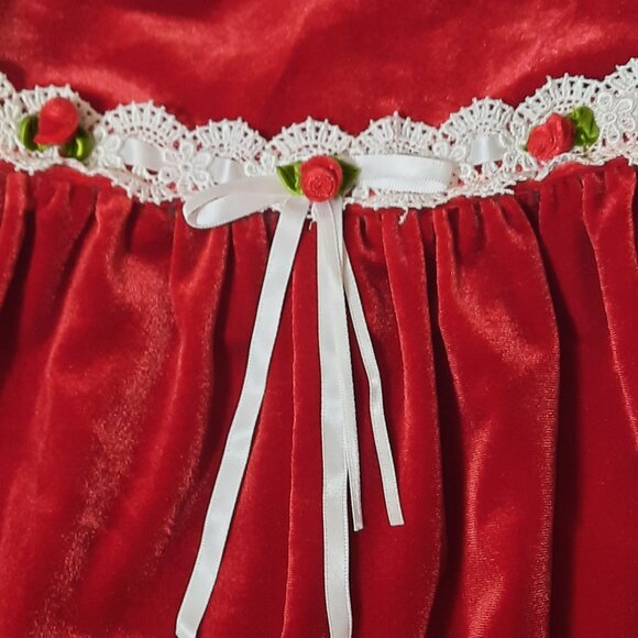 Youngland VTG Baby Red Velvet Jumper Christmas Romper Holiday Girls 6-9 months - Picture 3 of 10